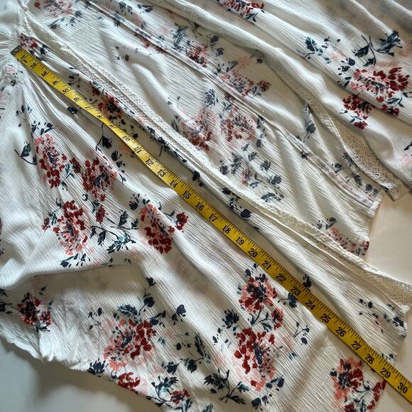 Maurices Floral Open Kimono Womens One Size Crochet Trim Topper Coverup Cardigan - Picture 7 of 7